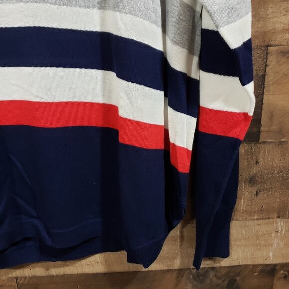 Crown & Ivy NWT colorful striped exposed back zip long sleeve sweater woman's XL - Picture 8 of 11